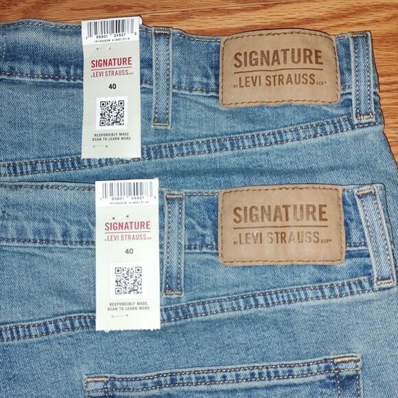 2 pr Signature Levi Strauss distressed Athletic Denim 11" Shorts Sz 40 - Picture 9 of 11